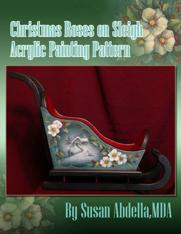 612x792 Christmas Roses On Sleigh - Christmas Painting Online