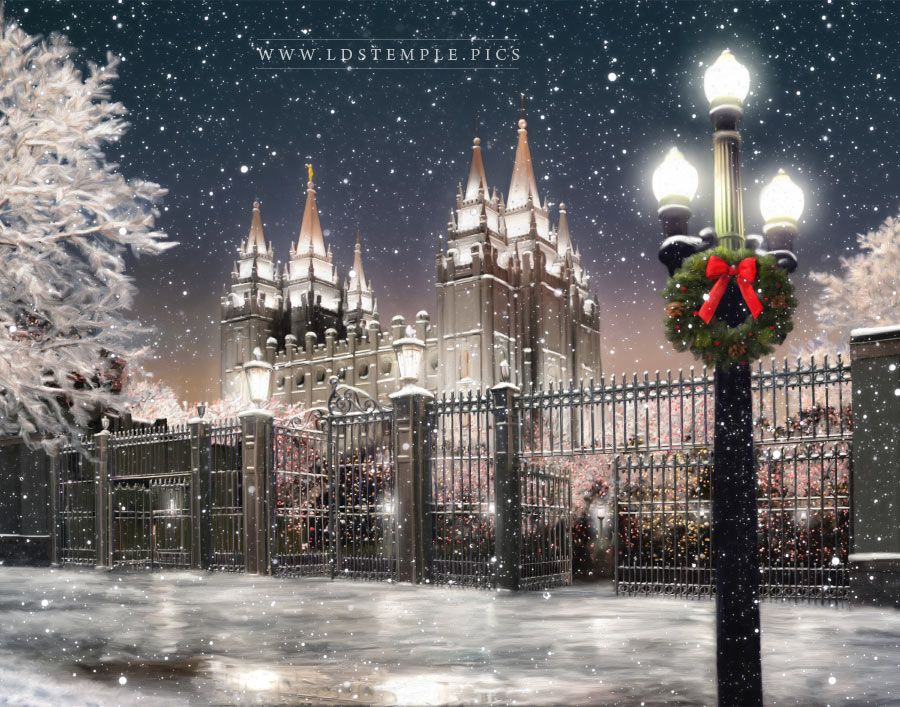 900x707 Salt Lake Temple Christmas Time Painting - Christmas Painting Pictures