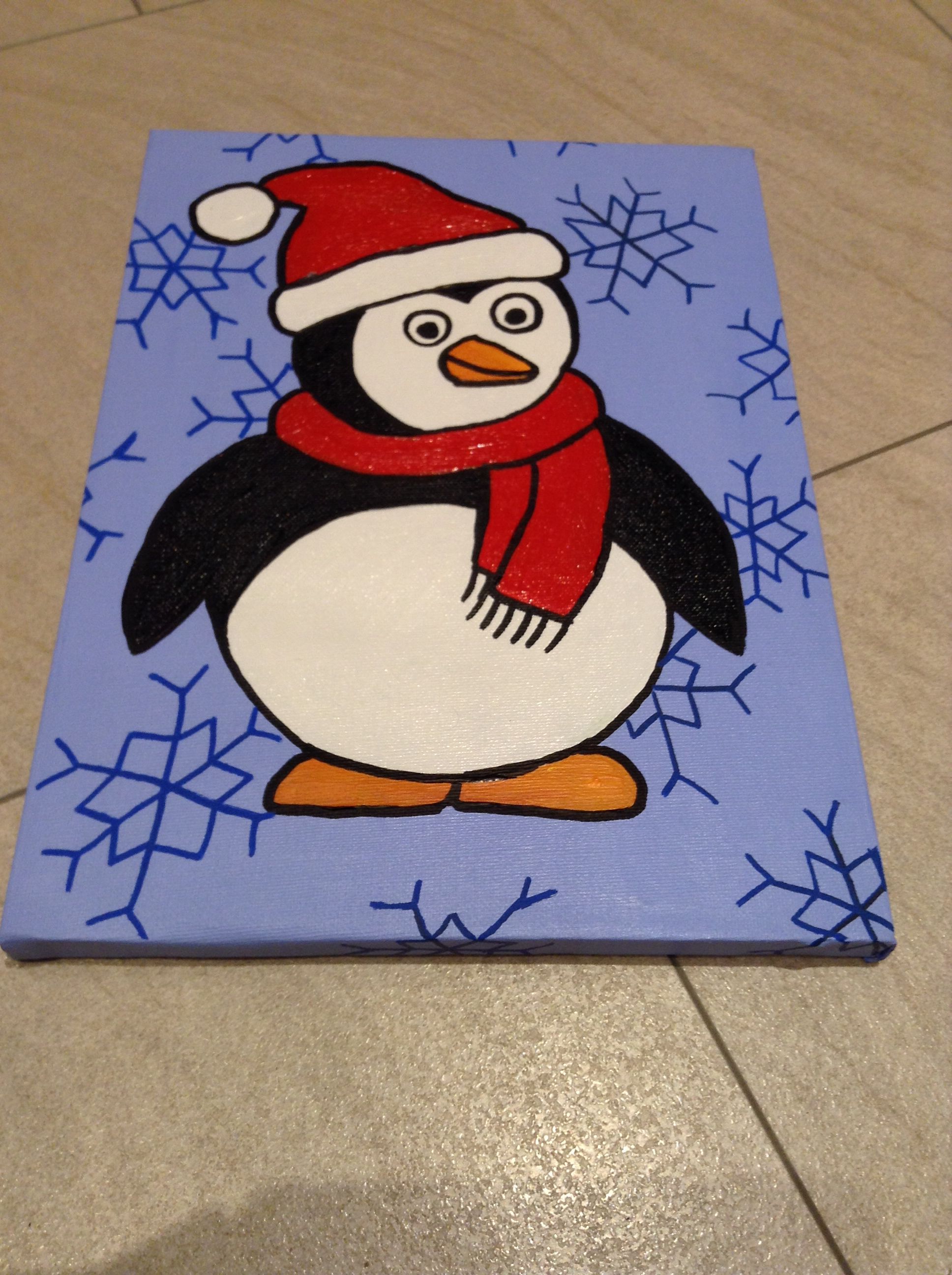 1936x2592 Hand Painted Christmas Penguin Canvas Cool Ideas - Christmas Penguin Painting