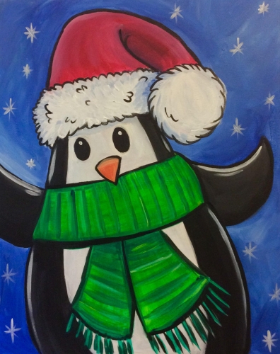 396x500 Paint Nite - Christmas Penguin Painting