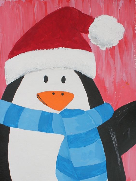 Christmas Penguin Painting at PaintingValley.com | Explore collection ...