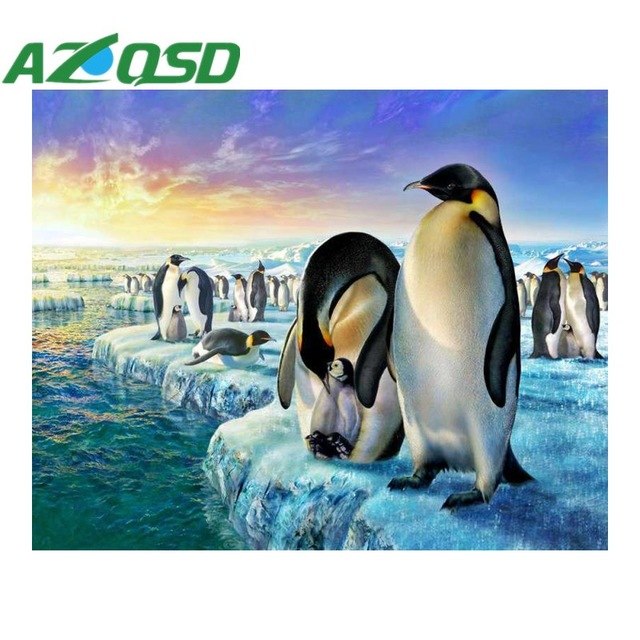 640x640 Azqsd Diamond Embroidery,5d,diamond Painting Animal,cross Stitch - Christmas Penguin Painting