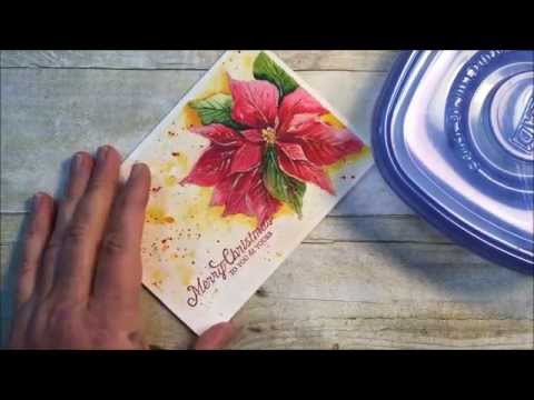 480x360 Hand Painted Watercolor Poinsettia Amp Embossed Sentament Christmas - Christmas Poinsettia Painting