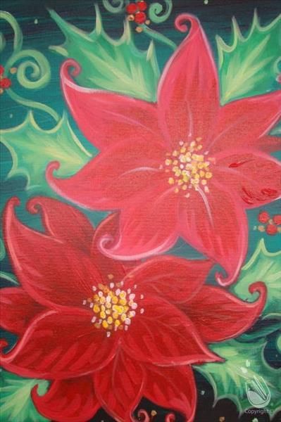 399x600 How To Paint Poinsettia Canvas Paintings - Christmas Poinsettia Painting