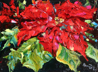 320x236 Karen Tarlton Original Oil Painting - Christmas Poinsettia Painting