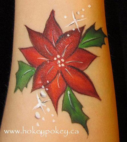 446x500 Arm Painting Gallery. Face Paint Photo Gallery. Popular Arm - Christmas Poinsettia Painting