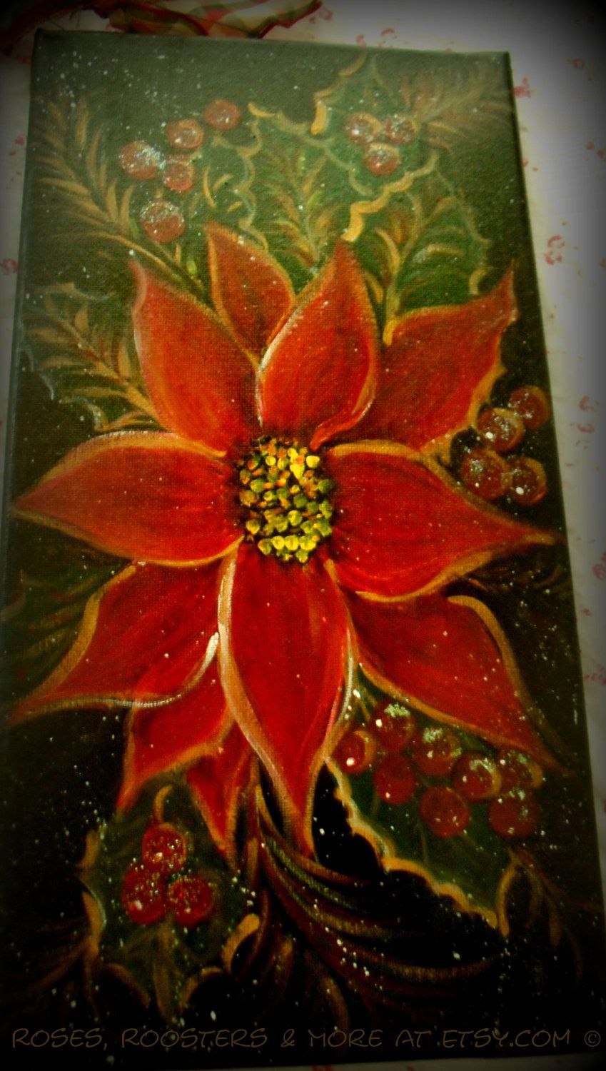 849x1500 Poinsettia - Christmas Poinsettia Painting