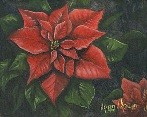 300x240 Poinsettia Paintings Fine Art America - Christmas Poinsettia Painting