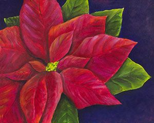 300x240 Social Artworking Canvas Painting Design - Christmas Poinsettia Painting