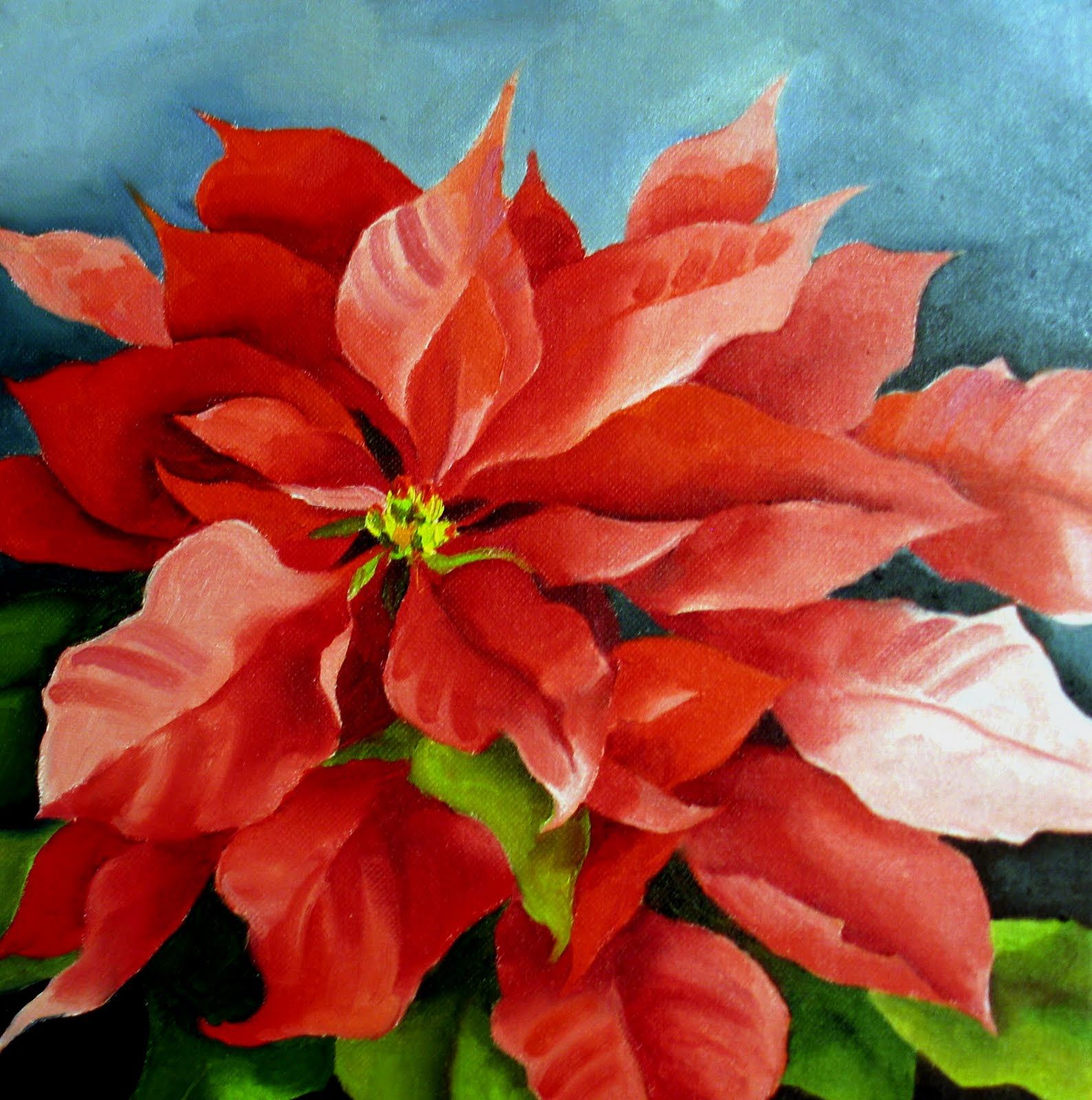 1588x1600 Poinsettia . X - Christmas Poinsettia Painting