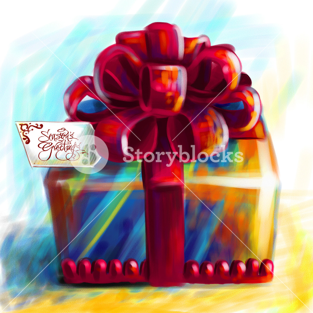 1000x1000 Artistic Painting Of Christmas Gift Royalty Free Stock Image - Christmas Present Painting