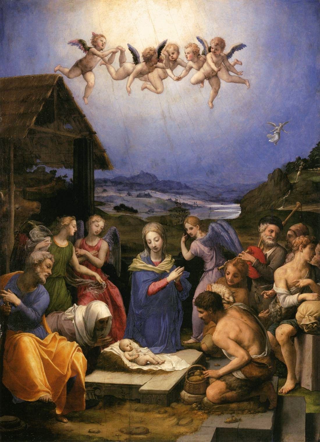1100x1521 Close Up Of Agnolo Bronzino's Paintings Painting Styles, 16th - Christmas Religious Painting
