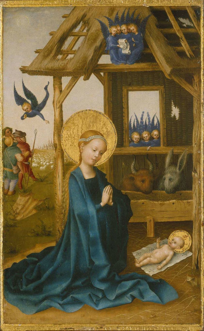 842x1363 Adoration Of The Child La Del 1445 - Christmas Religious Painting