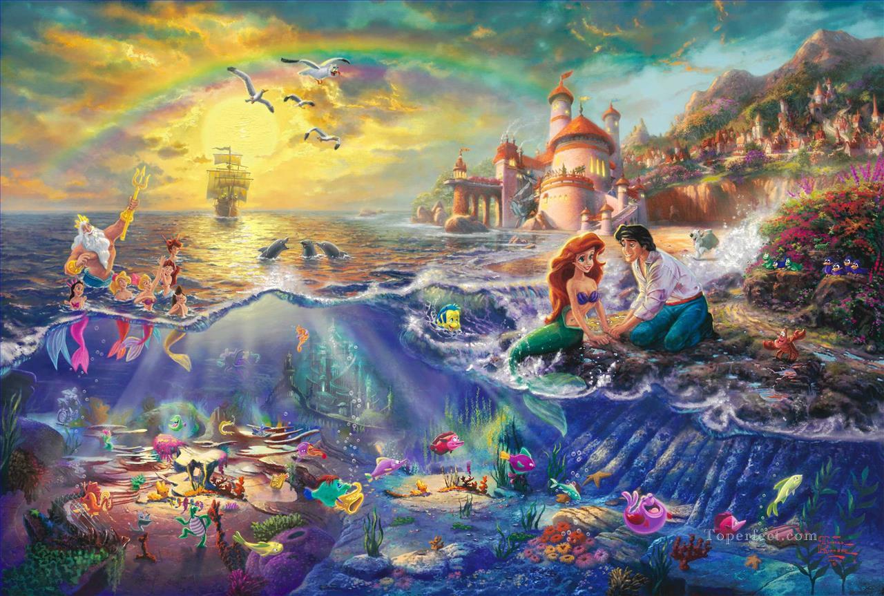 1280x863 Christmas Scene With The Little Mermaid Kids Painting In Oil For Sale - Christmas Scene Painting