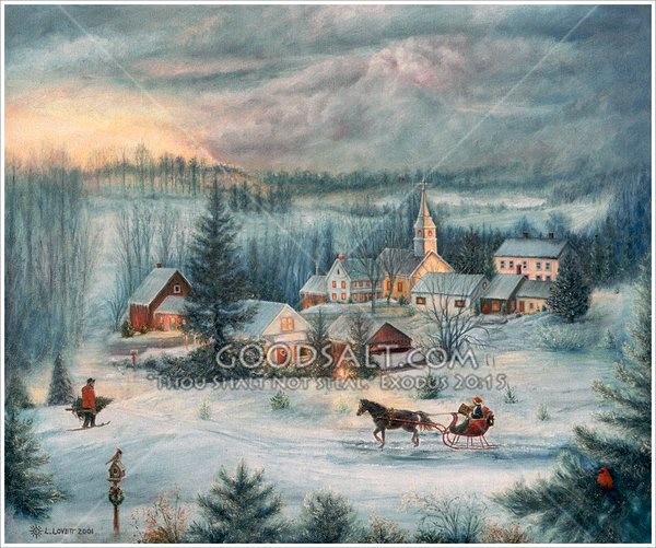 600x501 Night Of Wonder, Christmas Scene - Christmas Scene Painting