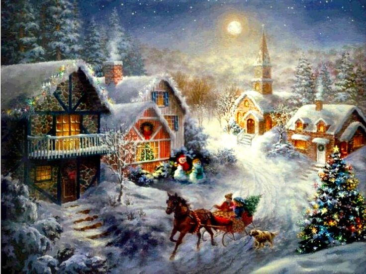 736x552 The 50 Best Love To Paint! Images On Christmas Time - Christmas Scene Painting