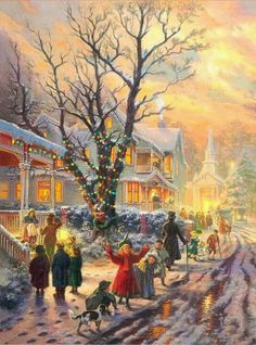 236x318 Thomas Kinkade's Christmas - Christmas Scene Painting