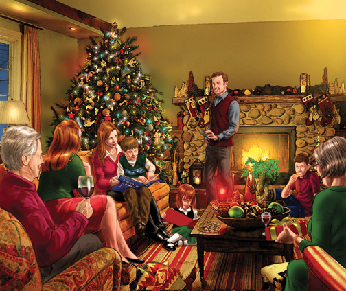 504x424 Traditional Christmas Scene By Bronxboy53 - Christmas Scene Painting