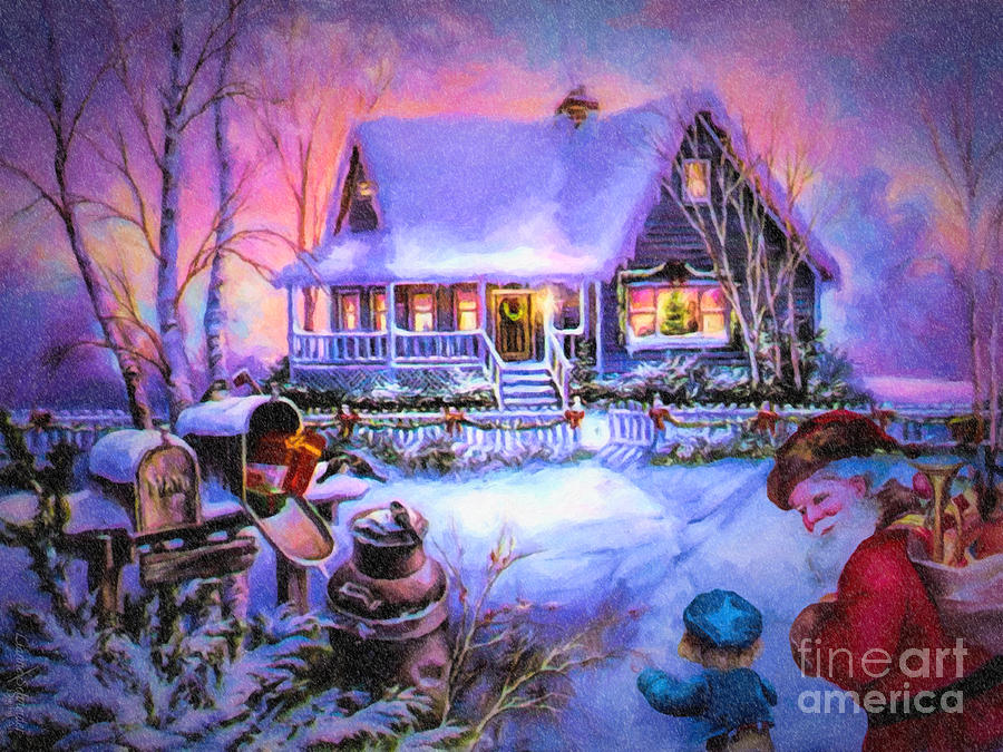 900x675 Welcome Santa - Christmas Scene Painting