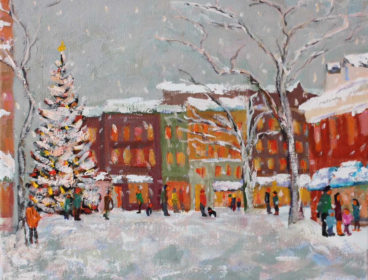 1280x976 Winter Scenes Small Town Christine Parker Art Blog - Christmas Scene Painting
