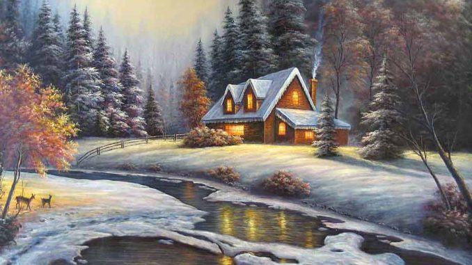 678x381 Christmas Frost Scene Paintings Christmas Wishes Greetings And Jokes - Christmas Scene Painting
