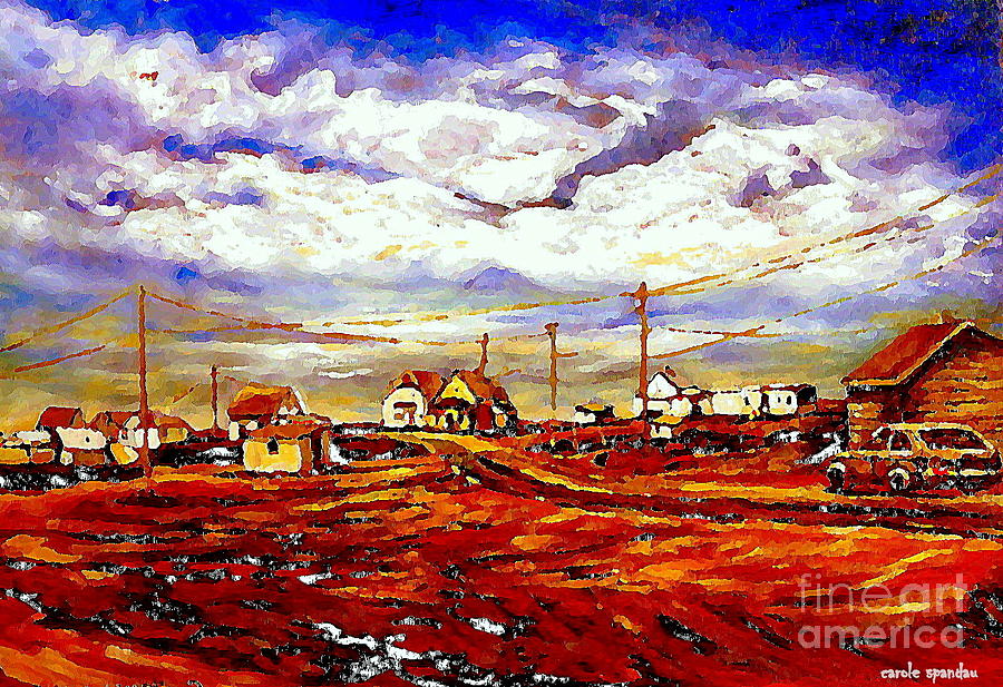 900x617 Christmas In The Prairies A Cozy Village Winter Scene Painting - Christmas Scene Painting