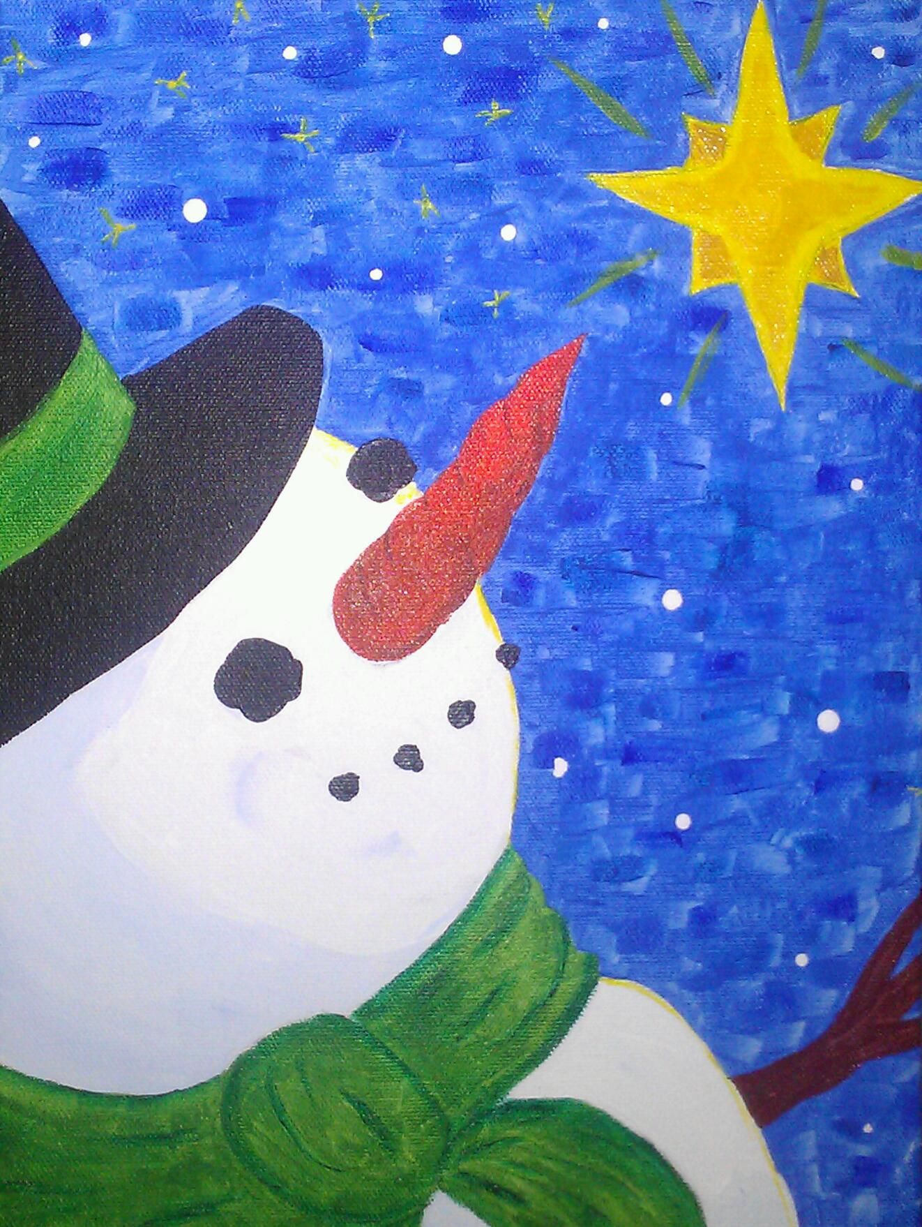 1322x1758 Snowman And The Christmas Star, Painting By Ks Kearns. This Art Is - Christmas Star Painting