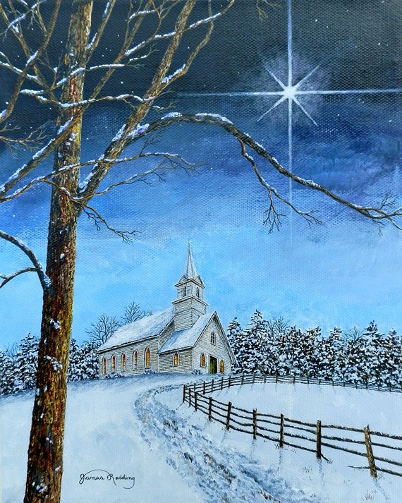 570x713 Star Painting Christmas Painting Church Painting Winter - Christmas Star Painting