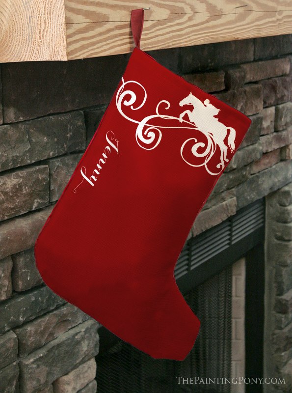 595x800 Jumping Horse Christmas Stocking - Christmas Stocking Painting