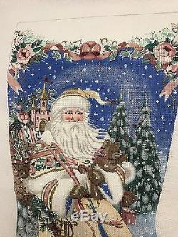 250x333 Liz Tapestry Tent Magic Santa Christmas Stocking Handpainted - Christmas Stocking Painting