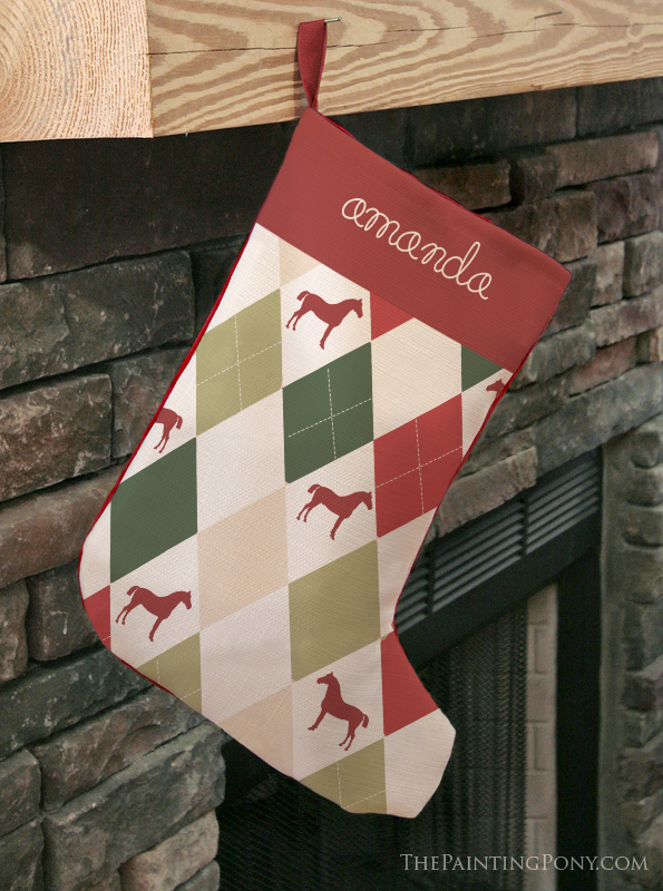 595x800 The Painting Pony Argyle Horse Christmas Stocking Paperchases - Christmas Stocking Painting
