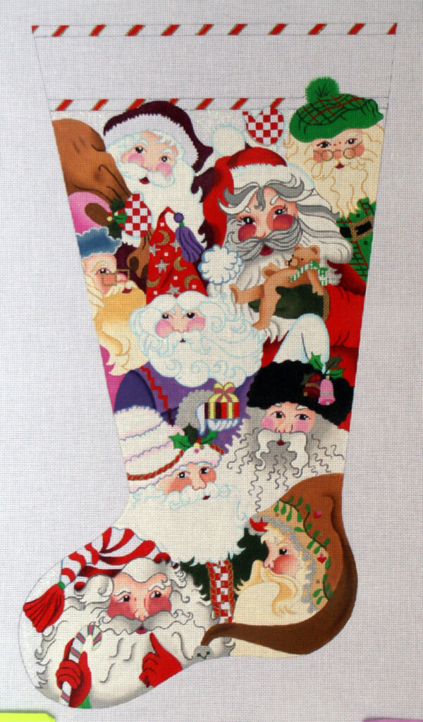 600x1024 Dede Santa Stocking Hand Painted Needlepoint 18 Ct Canvas Ebay - Christmas Stocking Painting