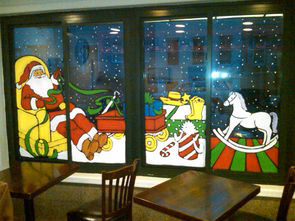 1024x768 2014 Christmas Window Painting Painting From Life - Christmas Themed Painting