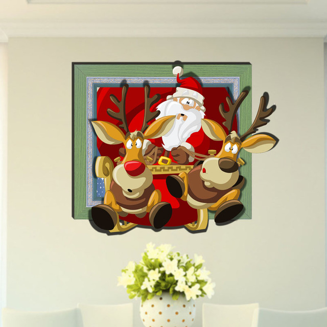 640x640 Christmas 3d Wall Stickers Santa Home Painting Christmas Themed - Christmas Themed Painting