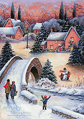 353x500 Christmas Town 2 Cross Stitch Pattern Christmas - Christmas Town Painting