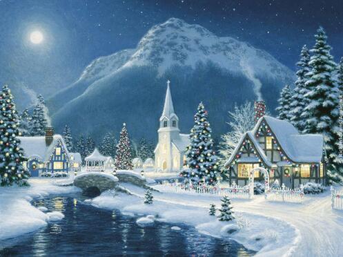 Christmas Town Painting at PaintingValley.com | Explore collection of ...