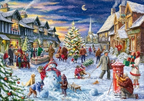 Christmas Town Painting at PaintingValley.com | Explore collection of ...