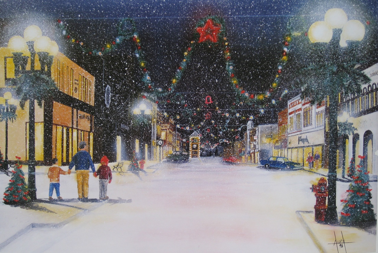 1280x856 New Ulm Christmas Town David Allen Art - Christmas Town Painting
