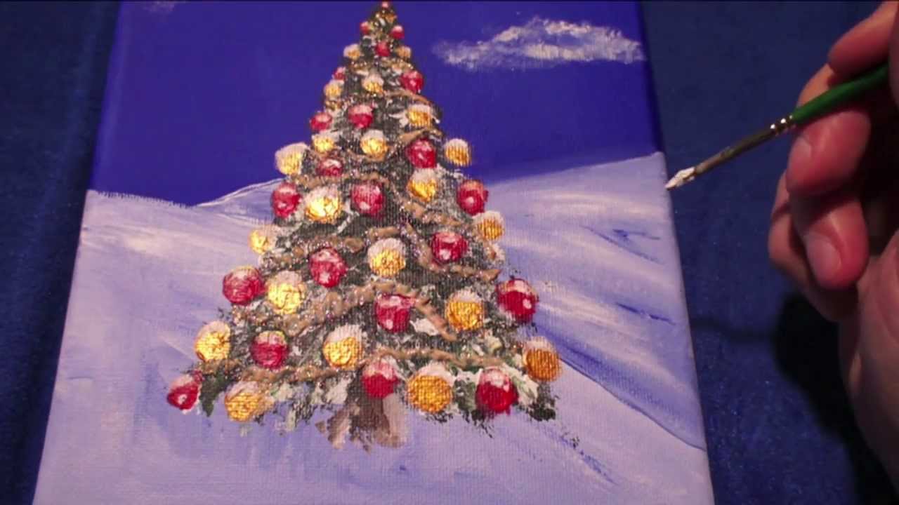 1280x720 Naive Acrylic Painting Snowy Winter Landscape Part 3, Christmas - Christmas Tree Painting