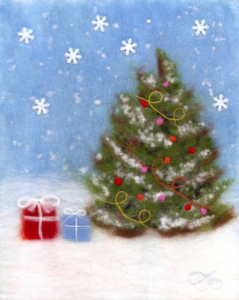 770x967 Saatchi Art Wool Painting Christmas Tree Painting By Oksana Ball - Christmas Tree Painting