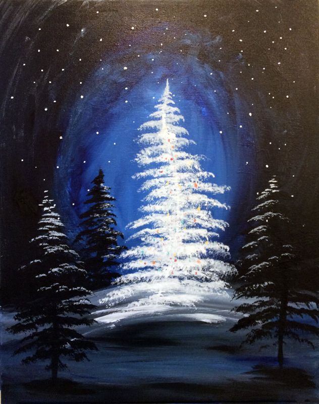 632x800 White Christmas Tree Creatively Uncorked Http - Christmas Tree Painting