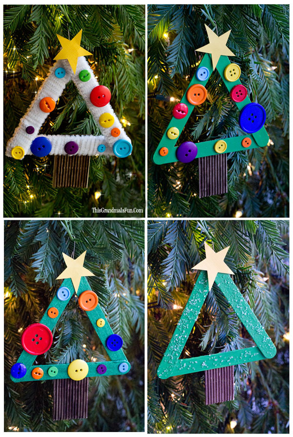 600x893 Diy Kids Craft Stick Christmas Tree Ornament - Christmas Tree Painting For Kids