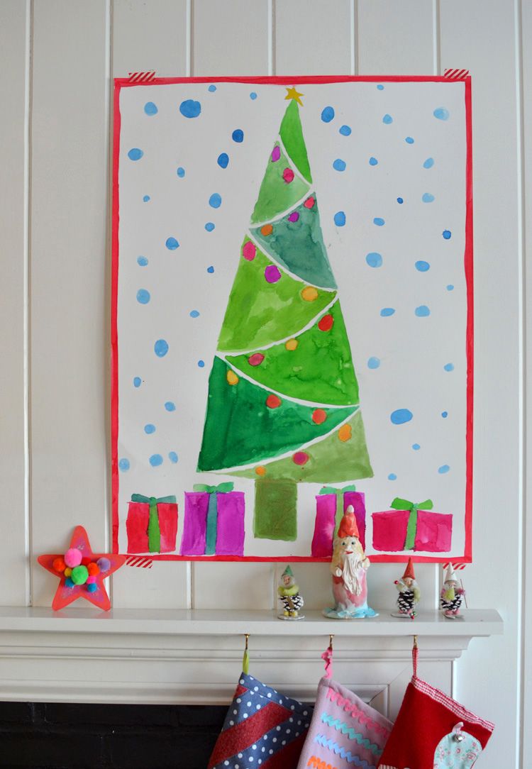 750x1084 Giant Christmas Tree Paintings Christmas Tree, Watercolor - Christmas Tree Painting For Kids
