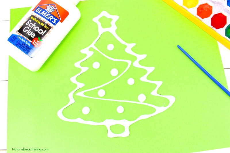 800x533 How To Make Christmas Salt Painting With Kids - Christmas Tree Painting For Kids