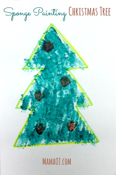 380x572 Christmas Fine Motor Activity For Kids Sponge Paint Christmas Tree - Christmas Tree Painting For Kids