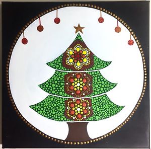 300x296 Christmas Tree Canvas Dot Painting Ebay - Christmas Tree Painting On Canvas
