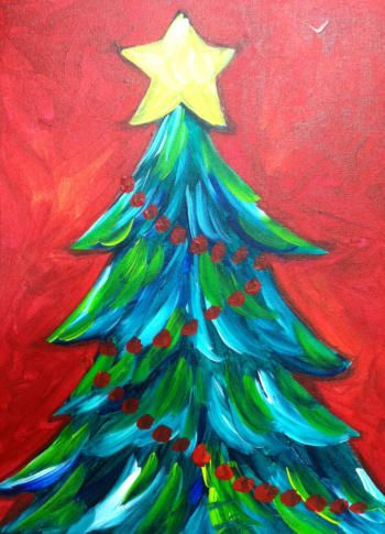 Christmas Tree Painting On Canvas at PaintingValley.com | Explore ...