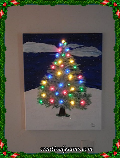 472x622 Lit Christmas Tree Paintingcreatively Sam'S - Christmas Tree Painting On Canvas