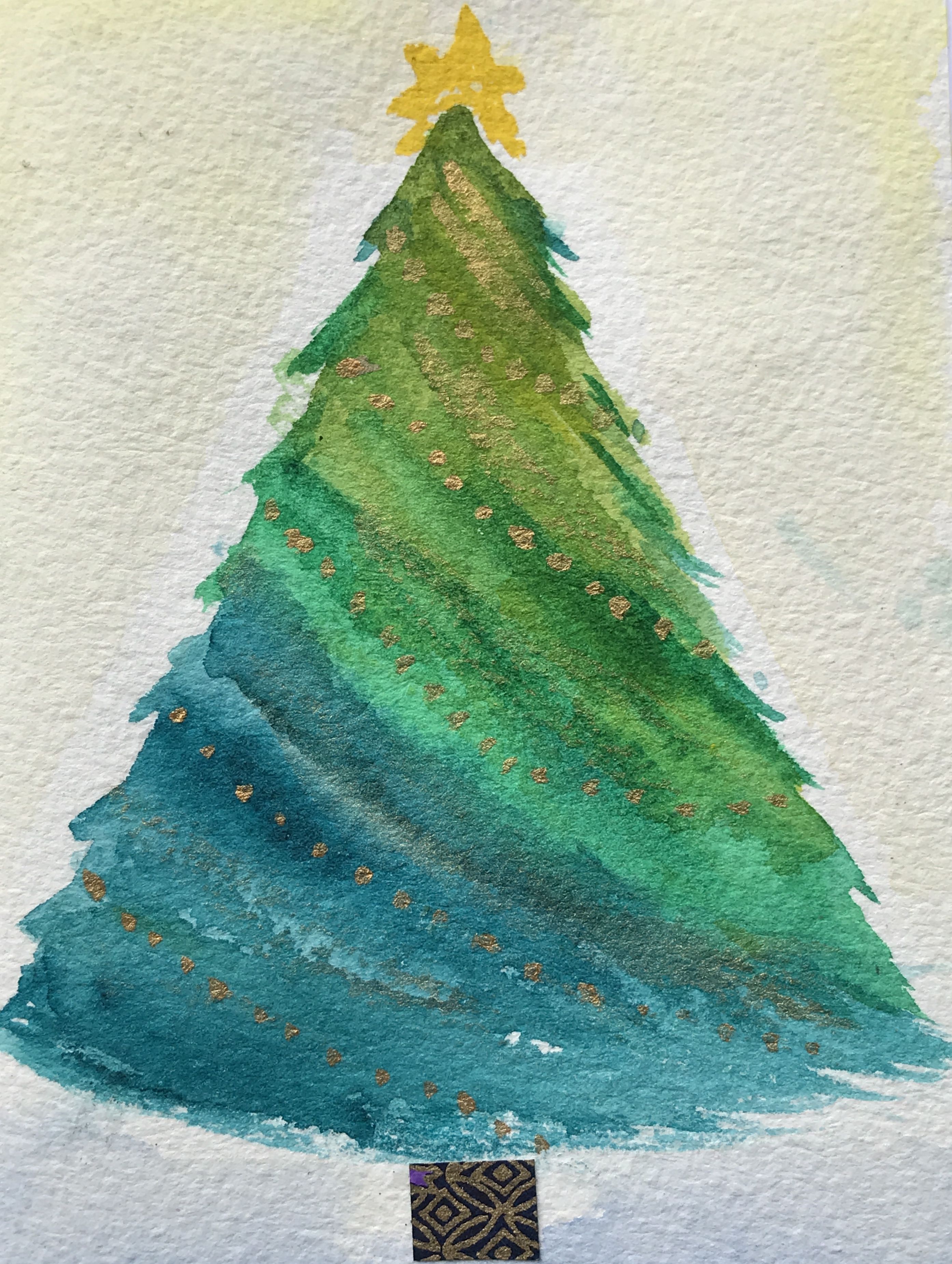 2788x3702 Merry Christmas Tree.watercolour Painting By Rosie Kerr Art - Christmas Tree Painting On Canvas