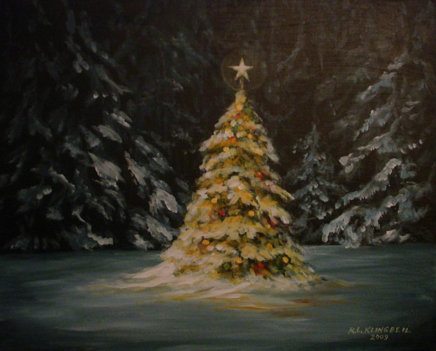 900x724 Oh Christmas Tree Painting By Richard Klingbeil - Christmas Tree Painting On Canvas